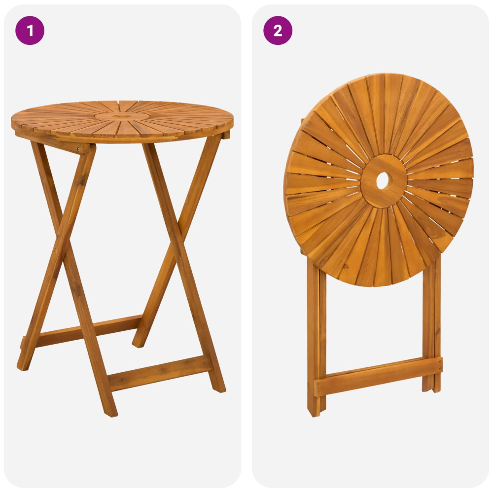 Produktbild för Hopfällbart trädgårdsbord Naturlig Ø60 x 75 cm