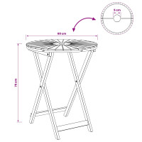 Produktbild för Hopfällbart trädgårdsbord Naturlig Ø60 x 75 cm