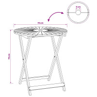 Produktbild för Hopfällbart trädgårdsbord Naturlig Ø70 x 75 cm