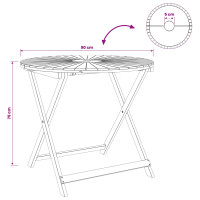 Produktbild för Hopfällbart trädgårdsbord Naturlig Ø90 x 75 cm