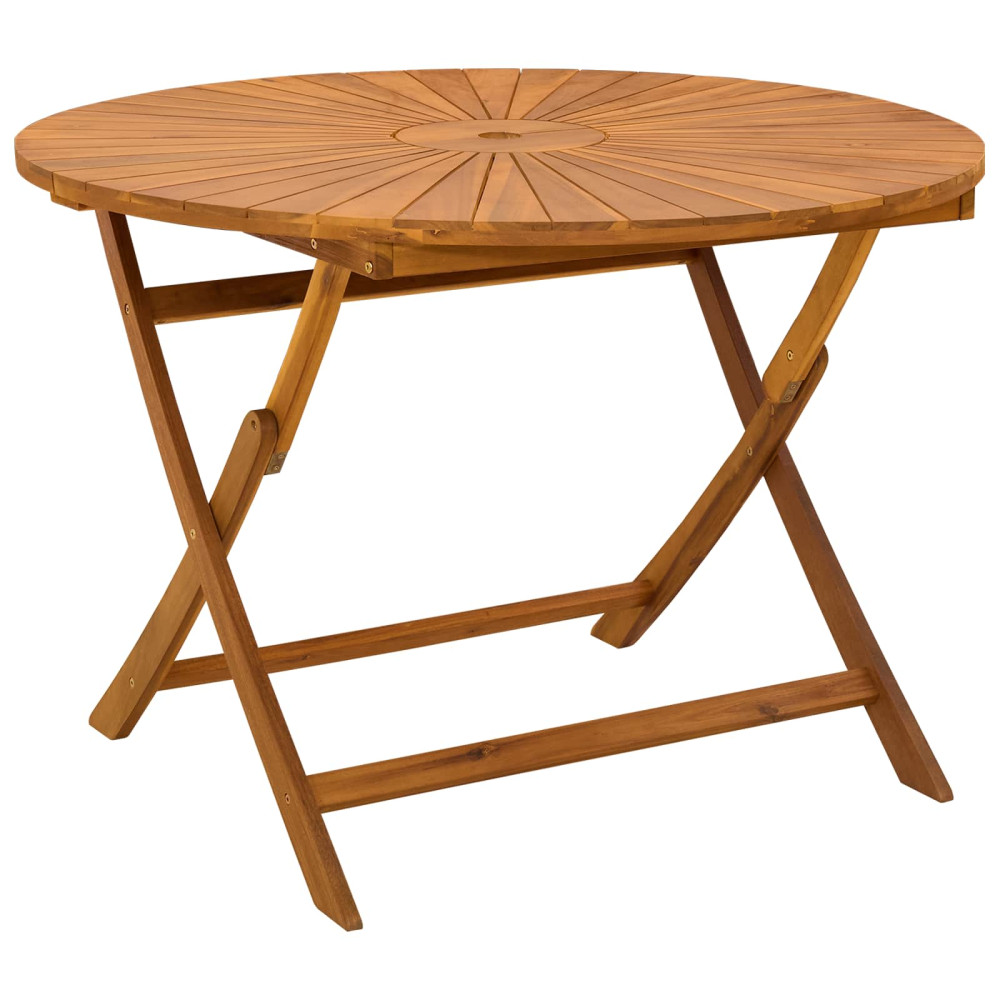 Produktbild för Hopfällbart trädgårdsbord Naturlig Ø110 x 75 cm
