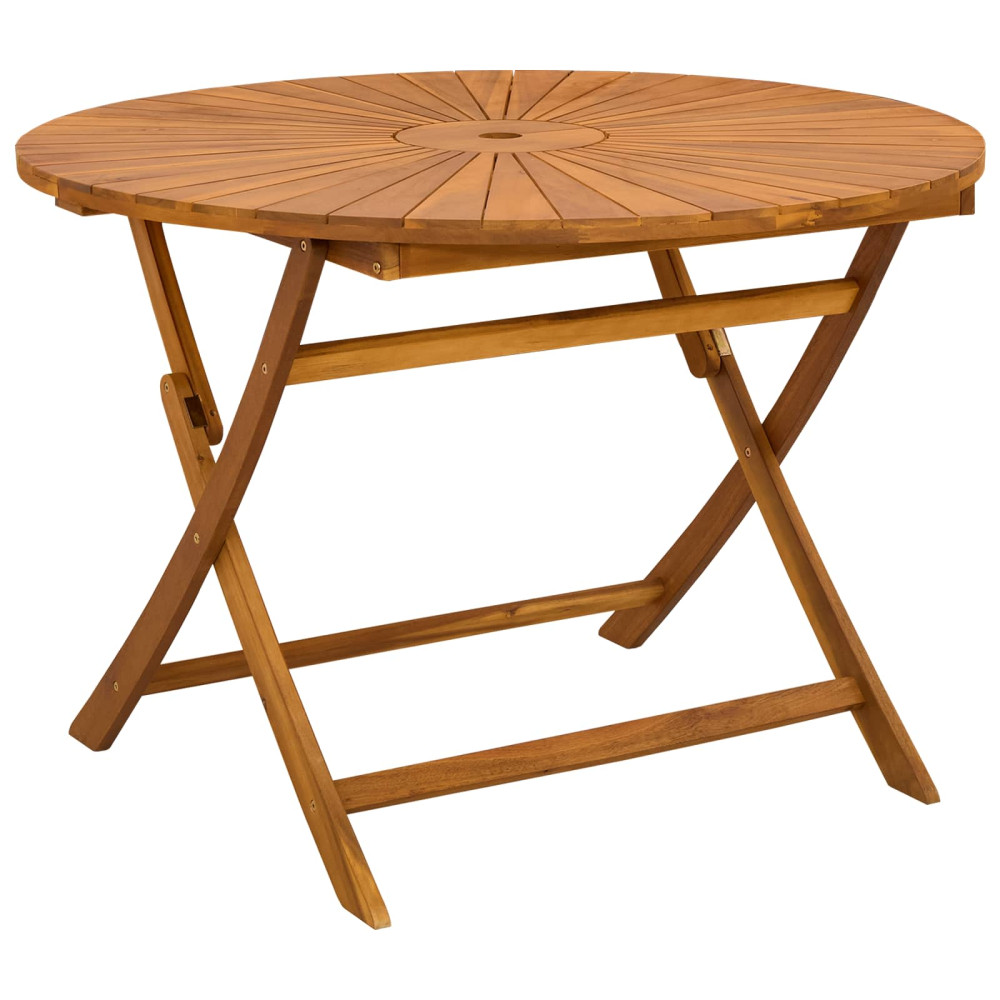 Produktbild för Hopfällbart trädgårdsbord Naturlig Ø110 x 75 cm