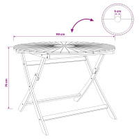 Produktbild för Hopfällbart trädgårdsbord Naturlig Ø110 x 75 cm