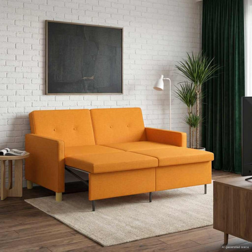 vidaXL Pull Out Sofa Bed Mörkgul Tyg - Soffor