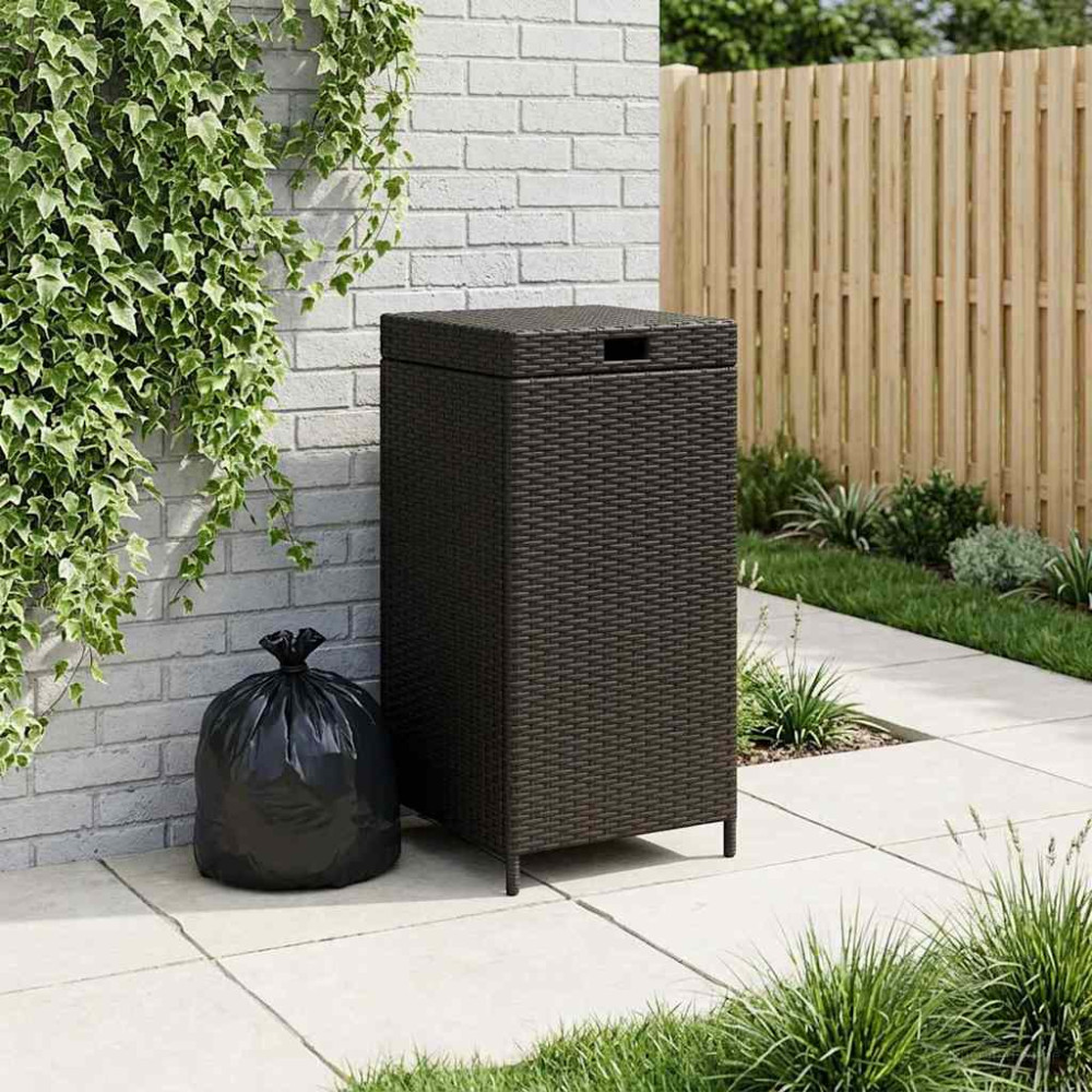 Produktbild för Utomhus soptunna Svart 40 x 40 x 80 cm konstrotting