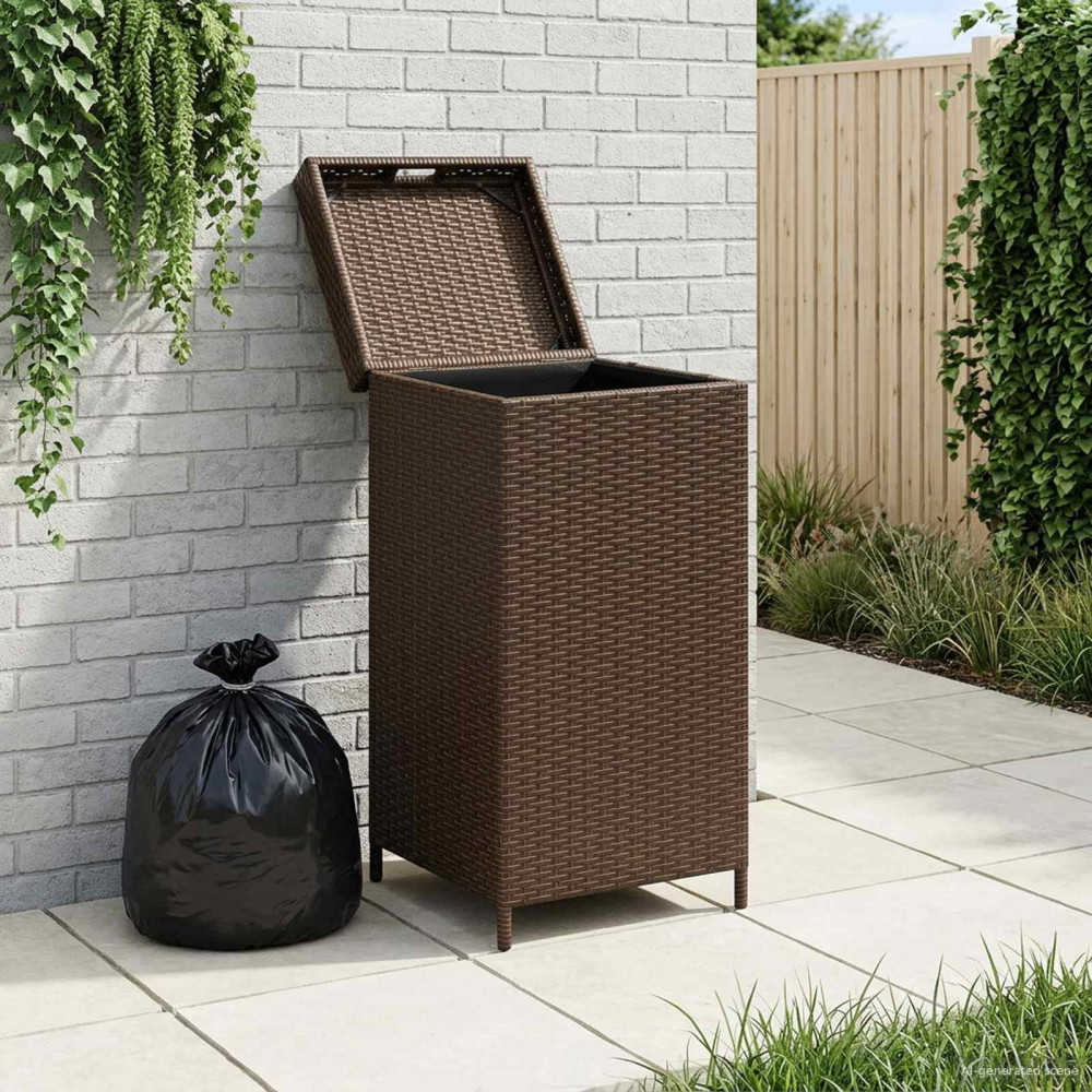 Produktbild för Utomhus soptunna Brun 40 x 40 x 80 cm konstrotting