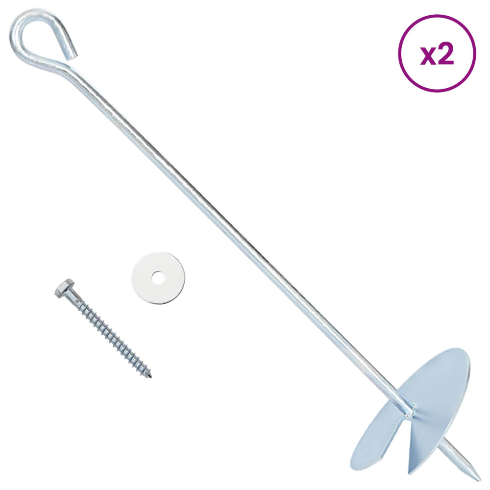 Produktbild för Jordankare 2 pcs Silver Ø10 x 40 cm Galvaniserat metall
