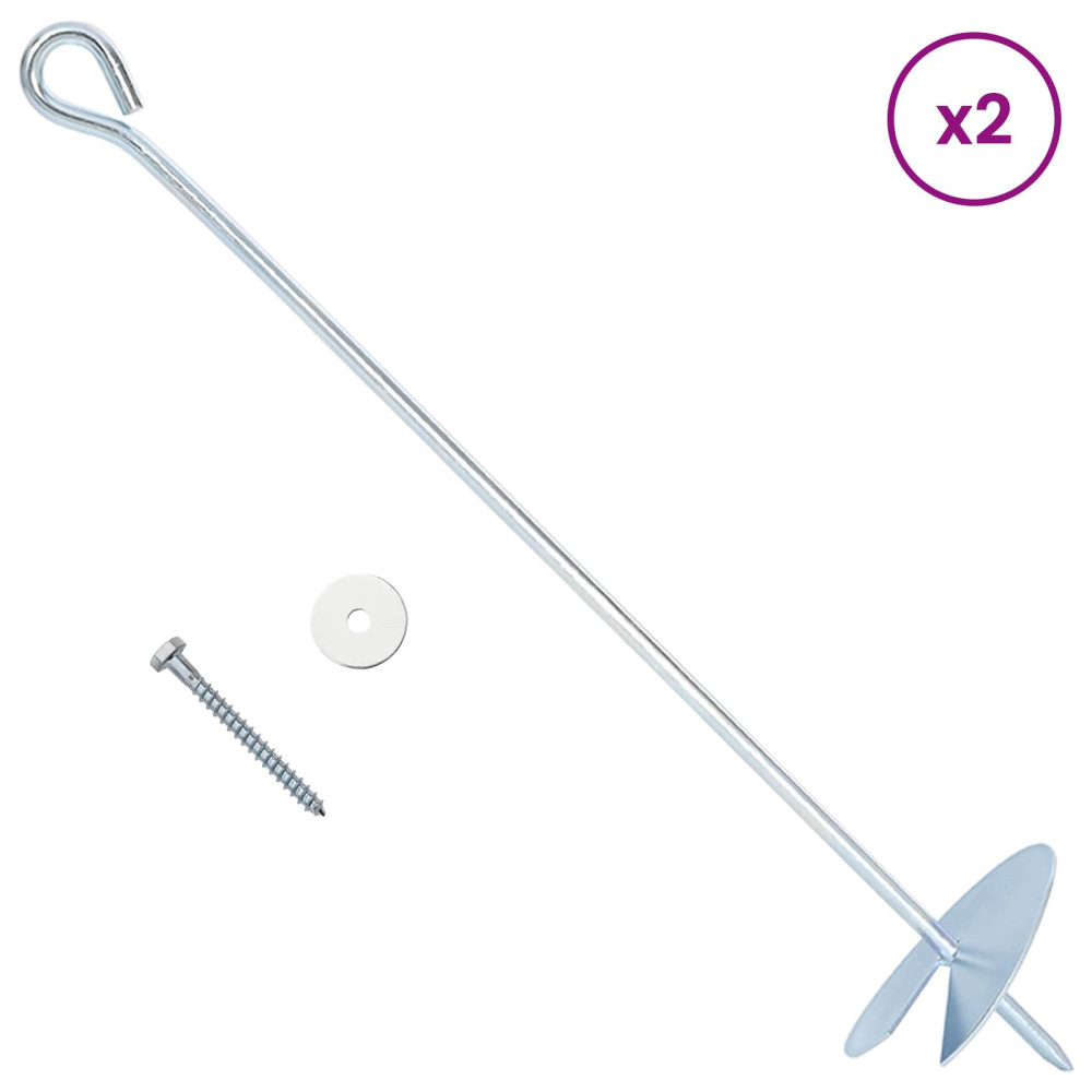 Produktbild för Jordankare 2 pcs Silver Ø10 x 50 cm Galvaniserat metall