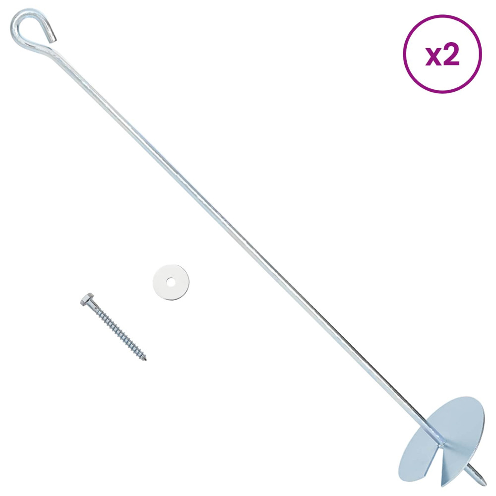 Produktbild för Jordankare 2 pcs Silver Ø10 x 60 cm Galvaniserat metall