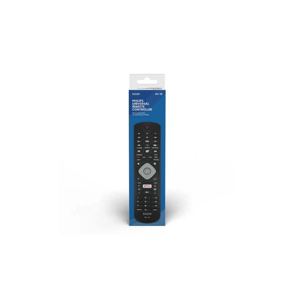 Produktbild för Savio RC-10 do TV Philips, TV, IR trådlös, Tryckknappar, Sva...