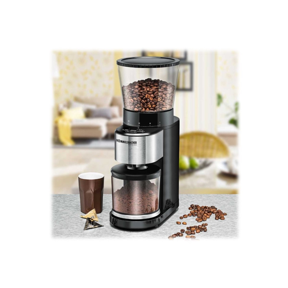 Produktbild för Rommelsbacher EKM 500 - kaffekvarn/köksvåg - svart / rostfritt stål