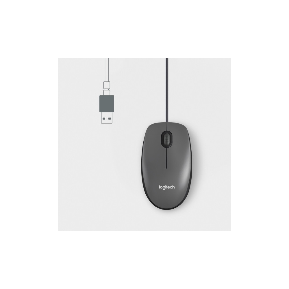 Produktbild för Logitech M100 - mus - fullstorlek - USB - svart