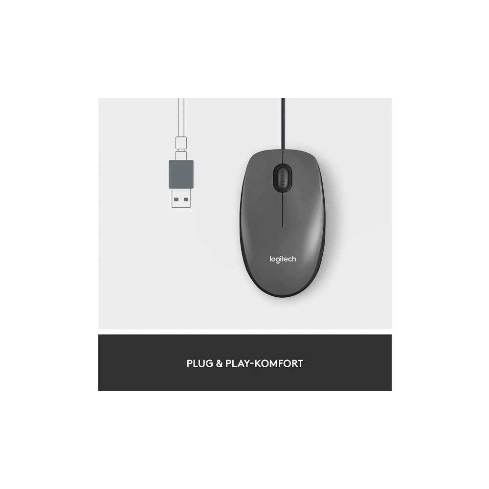 Produktbild för Logitech M100 - mus - fullstorlek - USB - svart