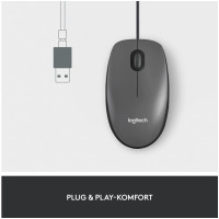 Produktbild för Logitech M100 - mus - fullstorlek - USB - svart