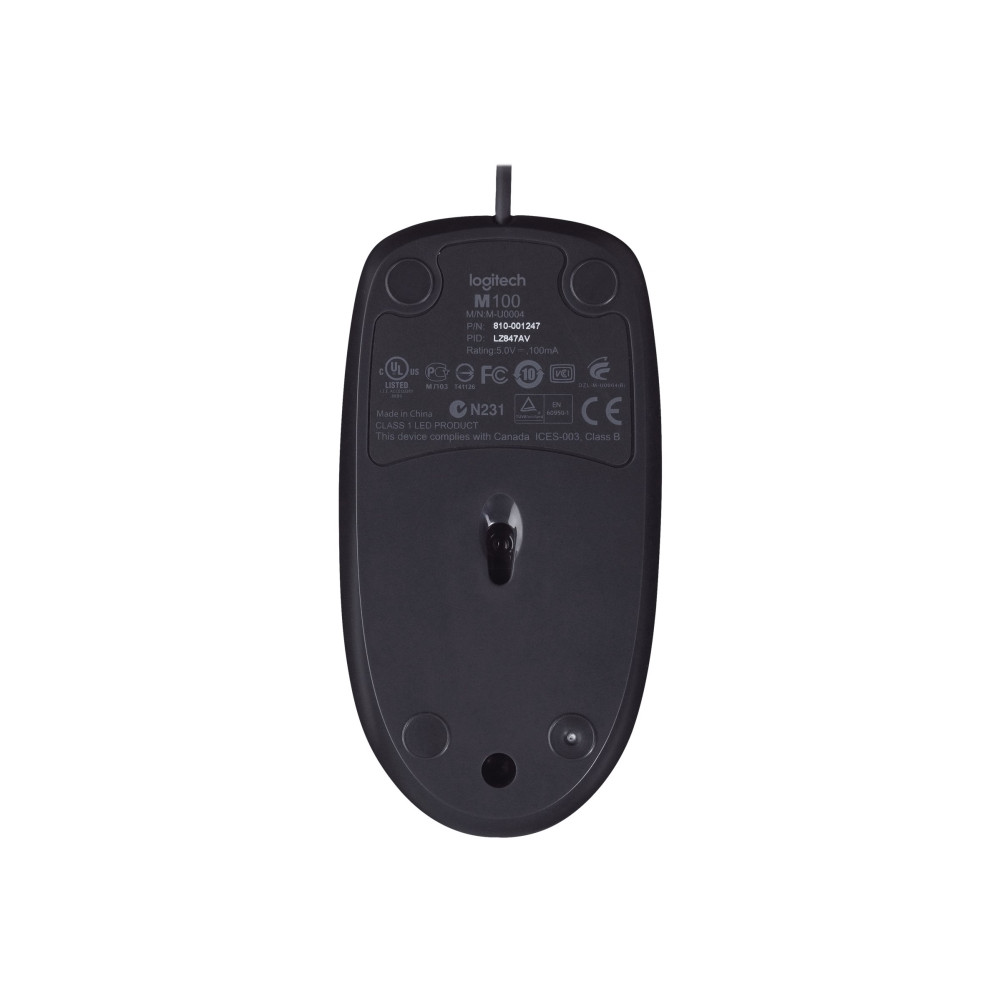 Produktbild för Logitech M100 - mus - fullstorlek - USB - svart