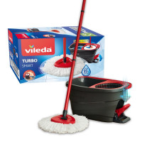 Produktbild för Vileda Turbo Smart, Mopp- och hinkset, Mikrofiber, Svart, Rö...