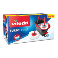 Produktbild för Vileda Turbo Smart, Mopp- och hinkset, Mikrofiber, Svart, Rö...