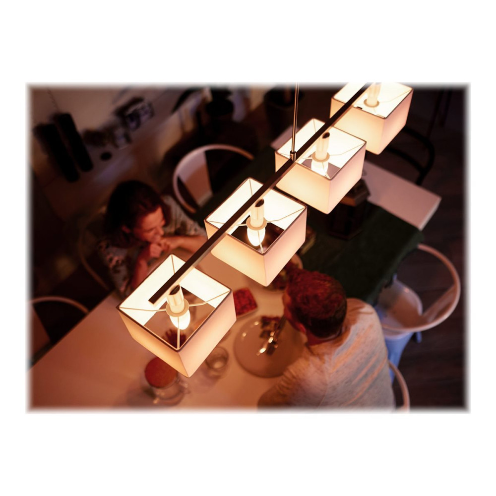 Produktbild för Philips Hue White ambiance - LED-glödlampa - form: B39 - E14 - 4 W - varmt till kallt vitt ljus - 2200-6500 K (paket om 2)