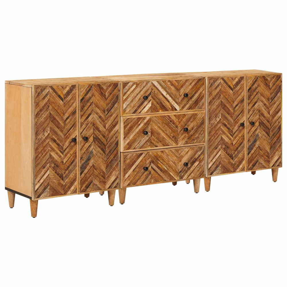 Produktbild för Förvaringsskåp 3 pcs Brun 60 x 33,5 x 75 cm Massivt mangoträ