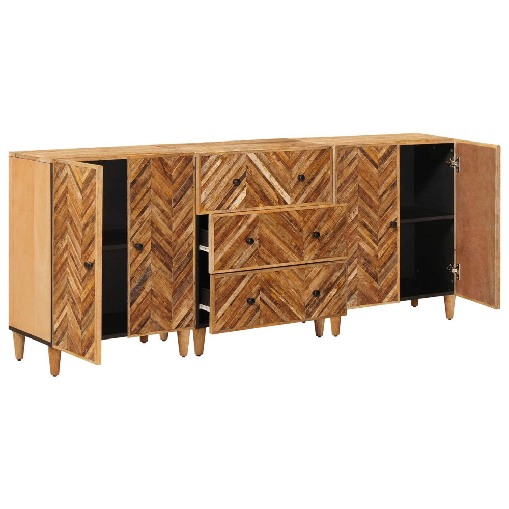 Produktbild för Förvaringsskåp 3 pcs Brun 60 x 33,5 x 75 cm Massivt mangoträ