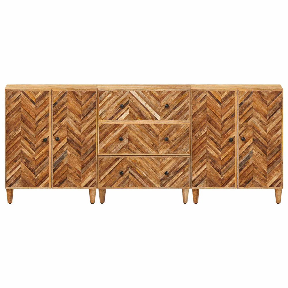 Produktbild för Förvaringsskåp 3 pcs Brun 60 x 33,5 x 75 cm Massivt mangoträ