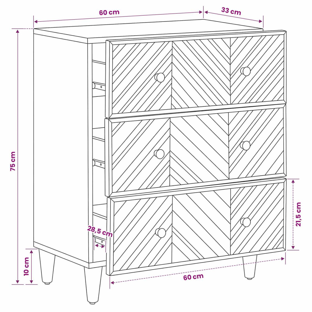 Produktbild för Förvaringsskåp Brun 60 x 33,5 x 75 cm Massivt mangoträ