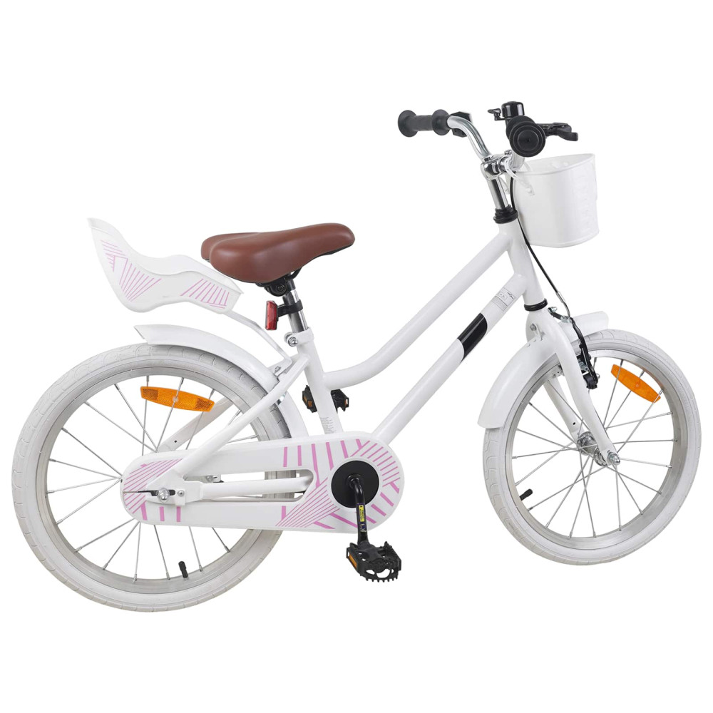 Produktbild för Barncykel 18 Tum för 5-7 år gamla Vit
