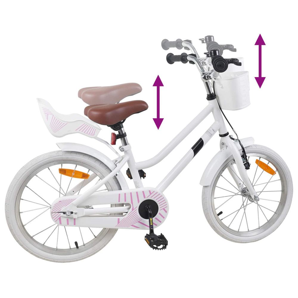 Produktbild för Barncykel 18 Tum för 5-7 år gamla Vit