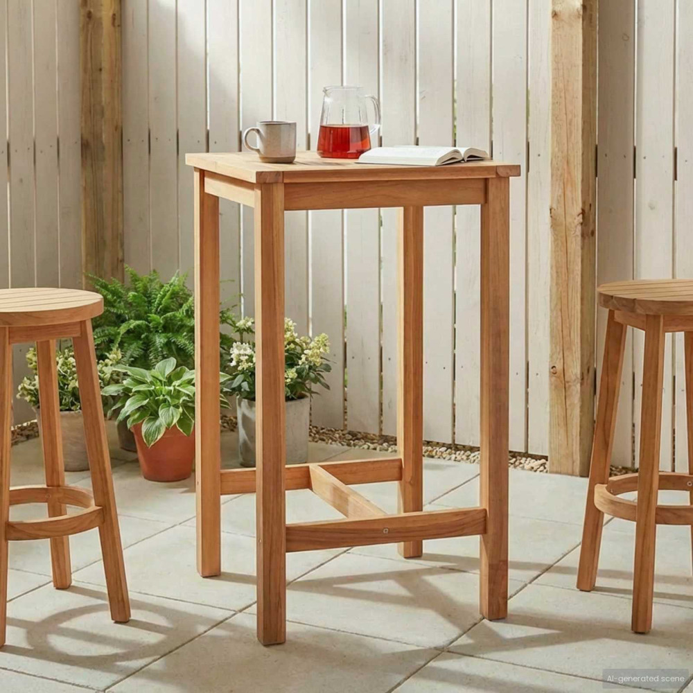 Produktbild för Barbord Naturlig 60 x 60 x 105 cm Massiv teak