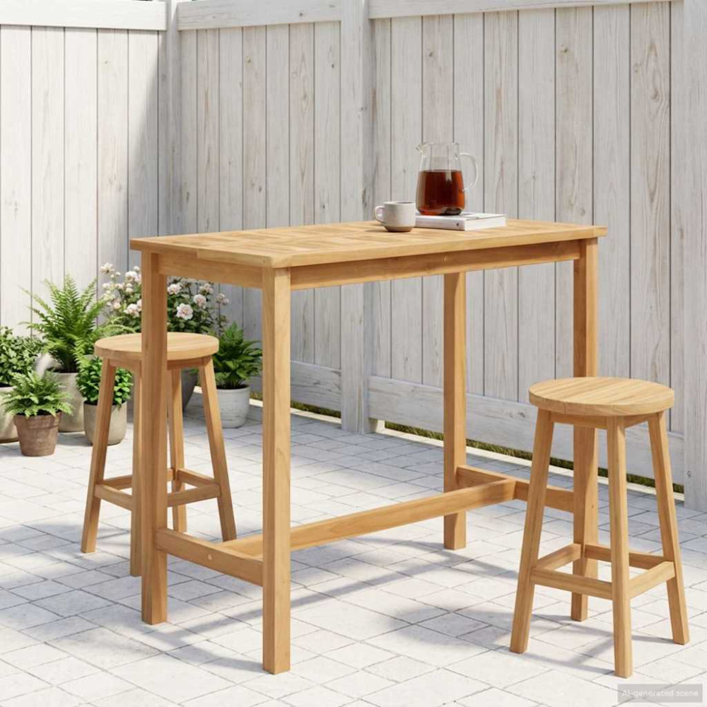 Produktbild för Barbord Naturlig 110 x 60 x 105 cm Massiv teak