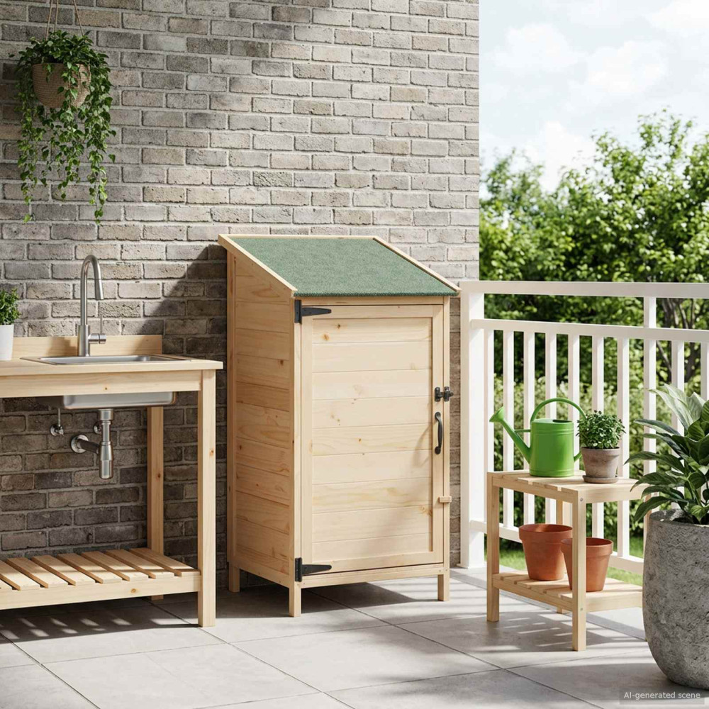 Produktbild för Trädgårdshus med tak Naturlig 59 x 56 x 113,5 cm Massivt Furu