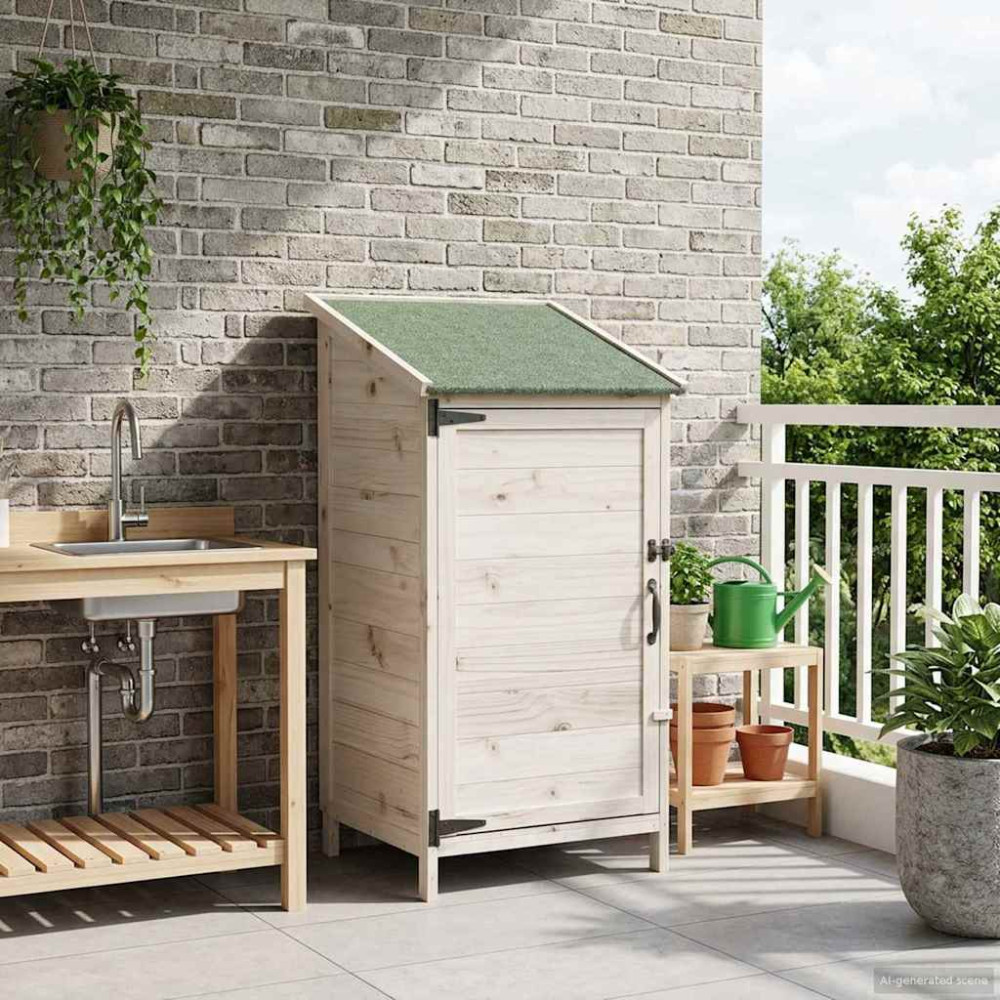 Produktbild för Trädgårdshus med tak Vit 59 x 56 x 113,5 cm Massivt Furu