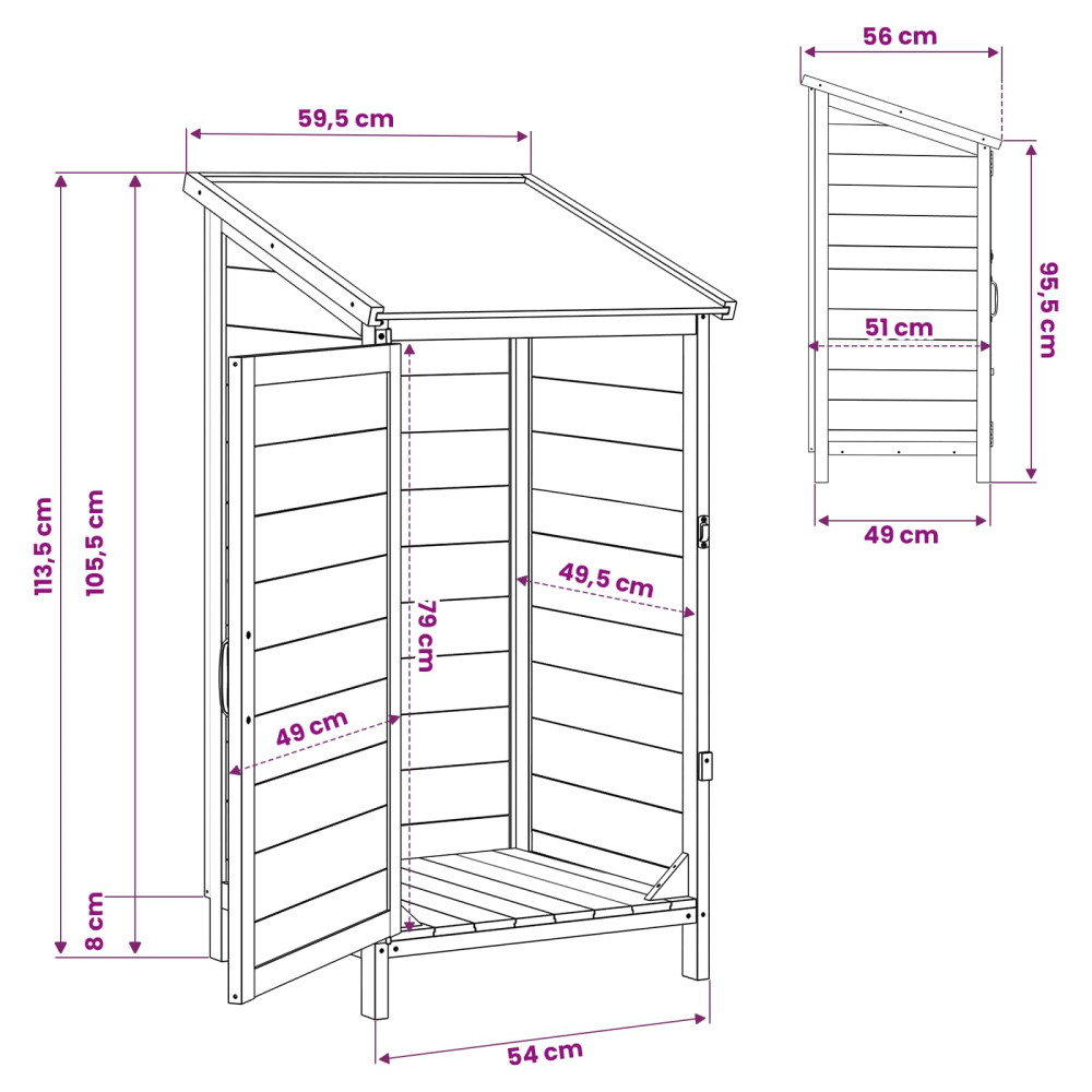 Produktbild för Trädgårdshus med tak Vit 59 x 56 x 113,5 cm Massivt Furu