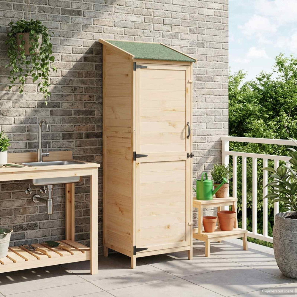 Produktbild för Trädgårdshus med tak Naturlig 59,5 x 56 x 176,5 cm Massivt Furu