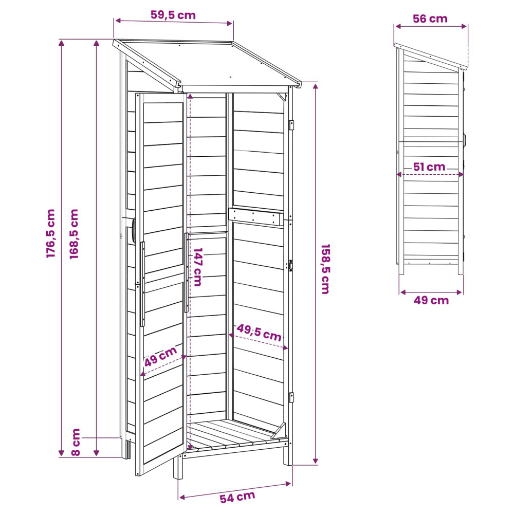 Produktbild för Trädgårdshus Vit 59,5 x 56 x 176,5 cm Konstruerat trä