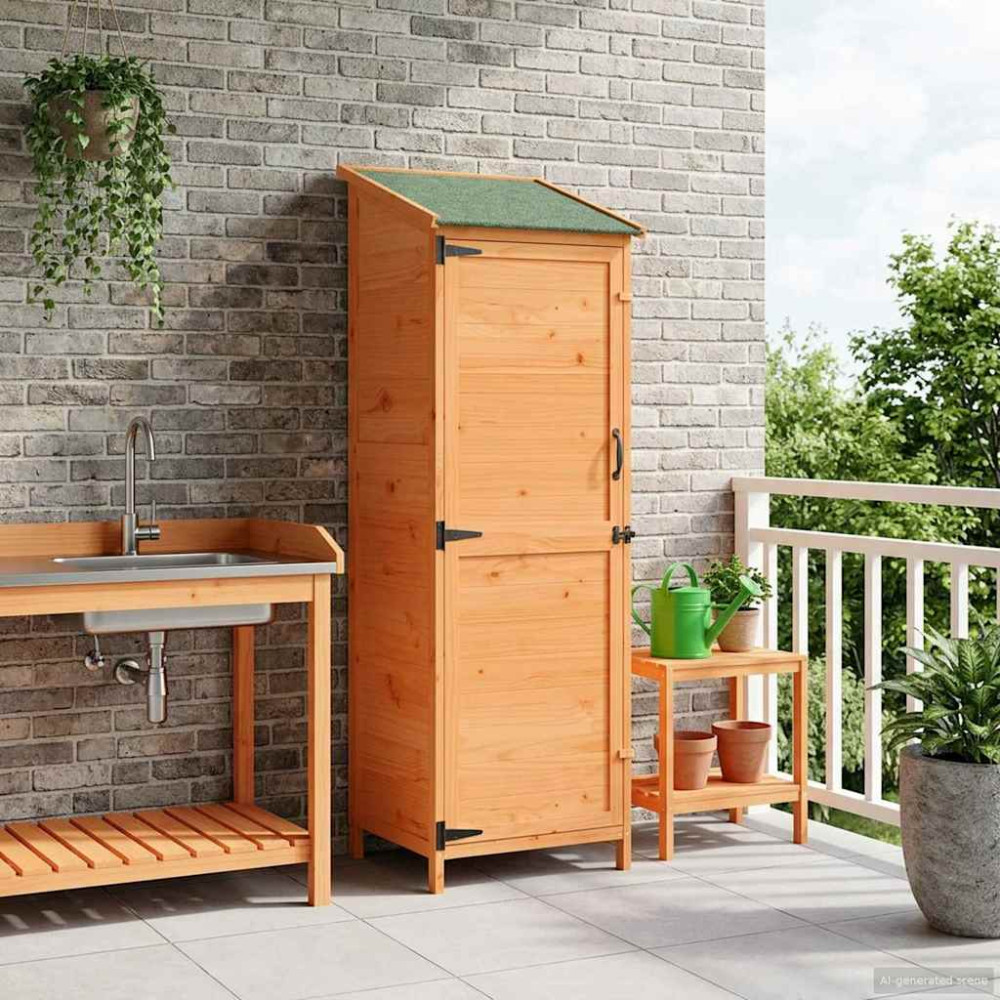 Produktbild för Trädgårdshus med tak Brun 59,5 x 56 x 176,5 cm Massivt Furu