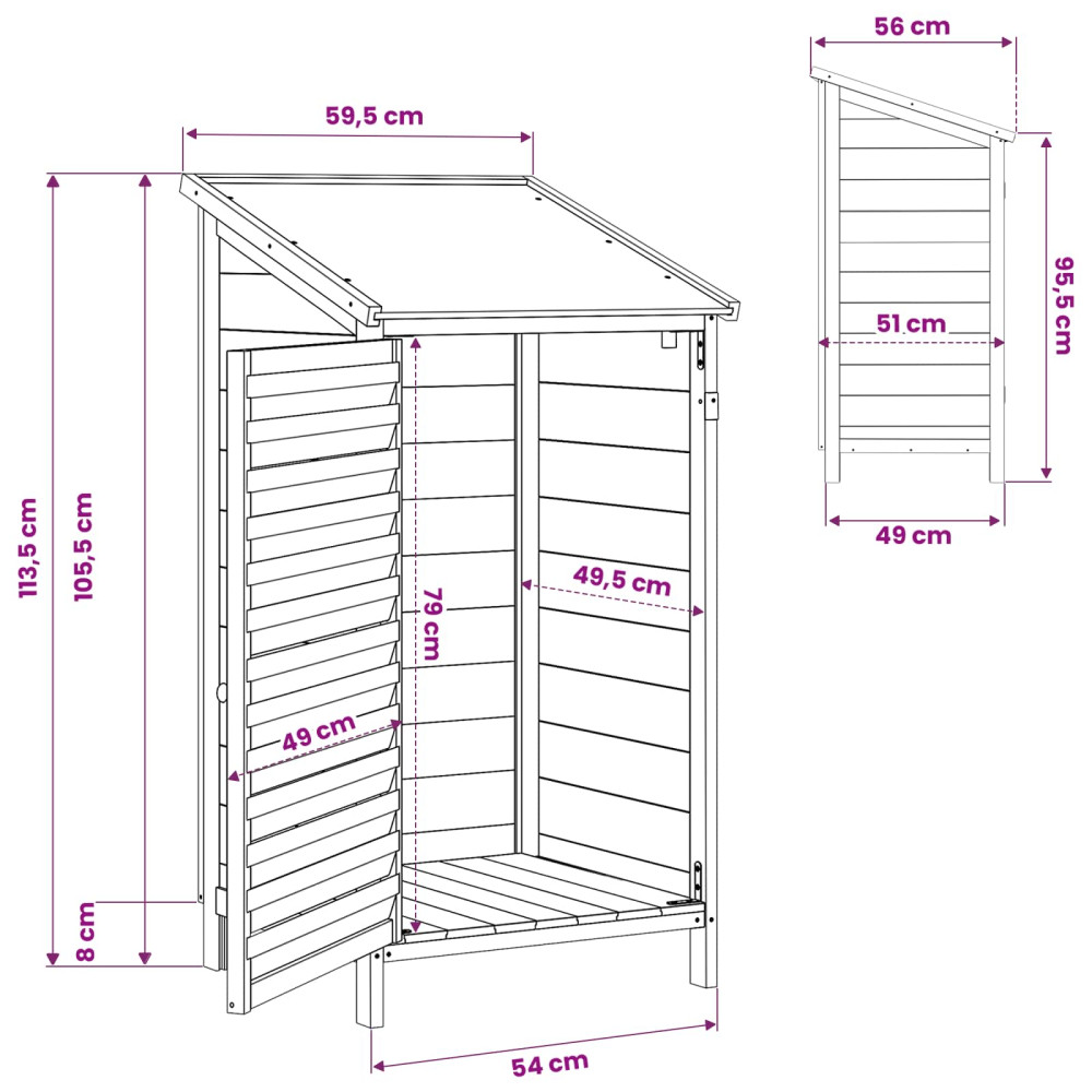 Produktbild för Trädgårdshus med tak Vit 59 x 56 x 113,5 cm Massivt Furu