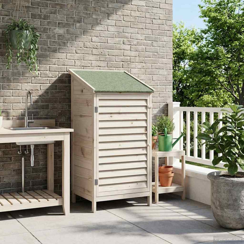 Produktbild för Trädgårdshus med tak Vit 59 x 56 x 113,5 cm Massivt Furu