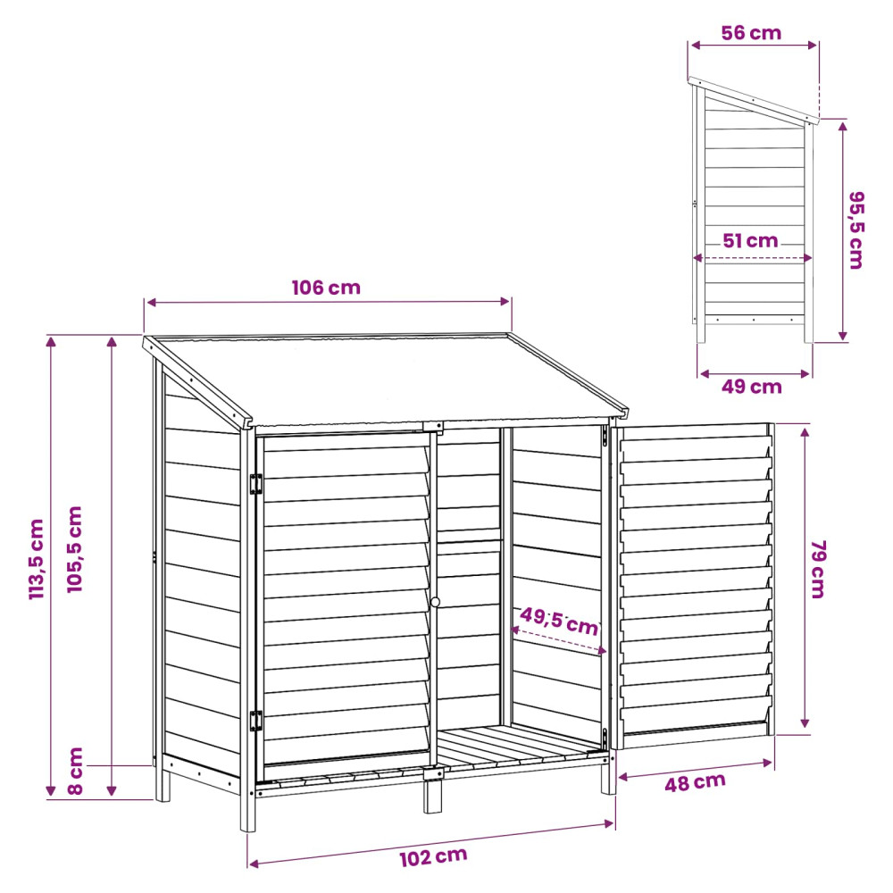 Produktbild för Trädgårdshus med tak Vit 106 x 56 x 113,5 cm Massivt Furu