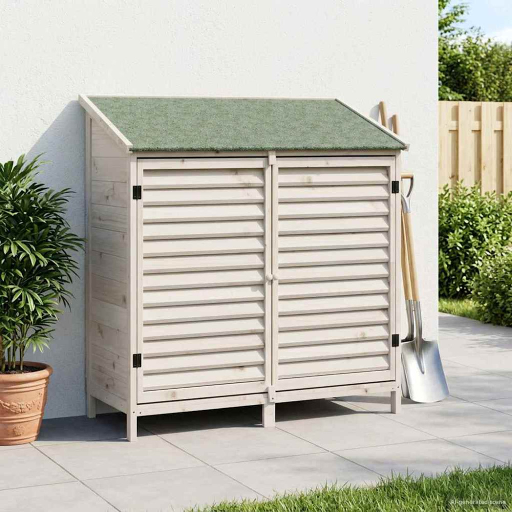 Produktbild för Trädgårdshus med tak Vit 106 x 56 x 113,5 cm Massivt Furu