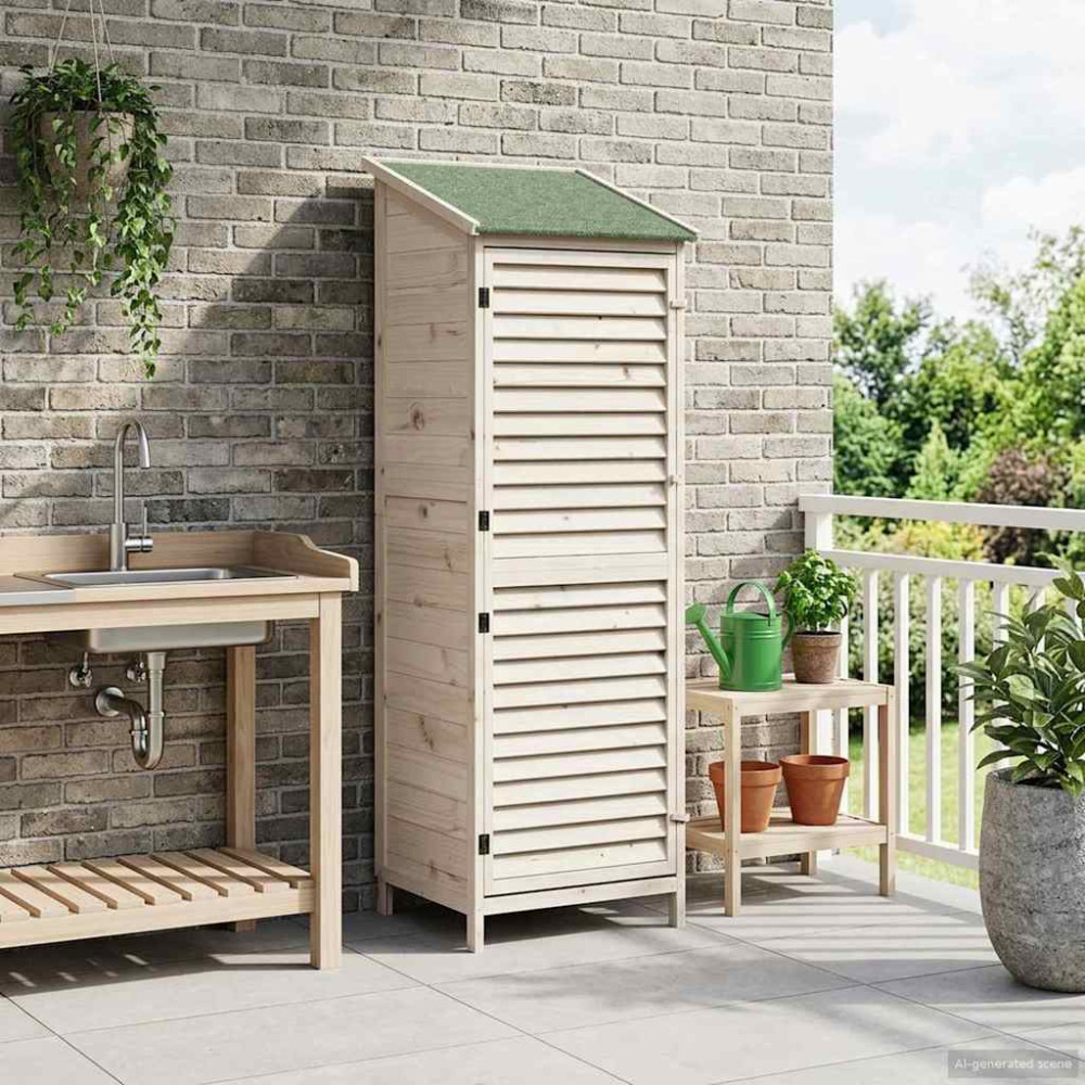 Produktbild för Trädgårdshus med tak Vit 59 x 56 x 176 cm Massivt Furu
