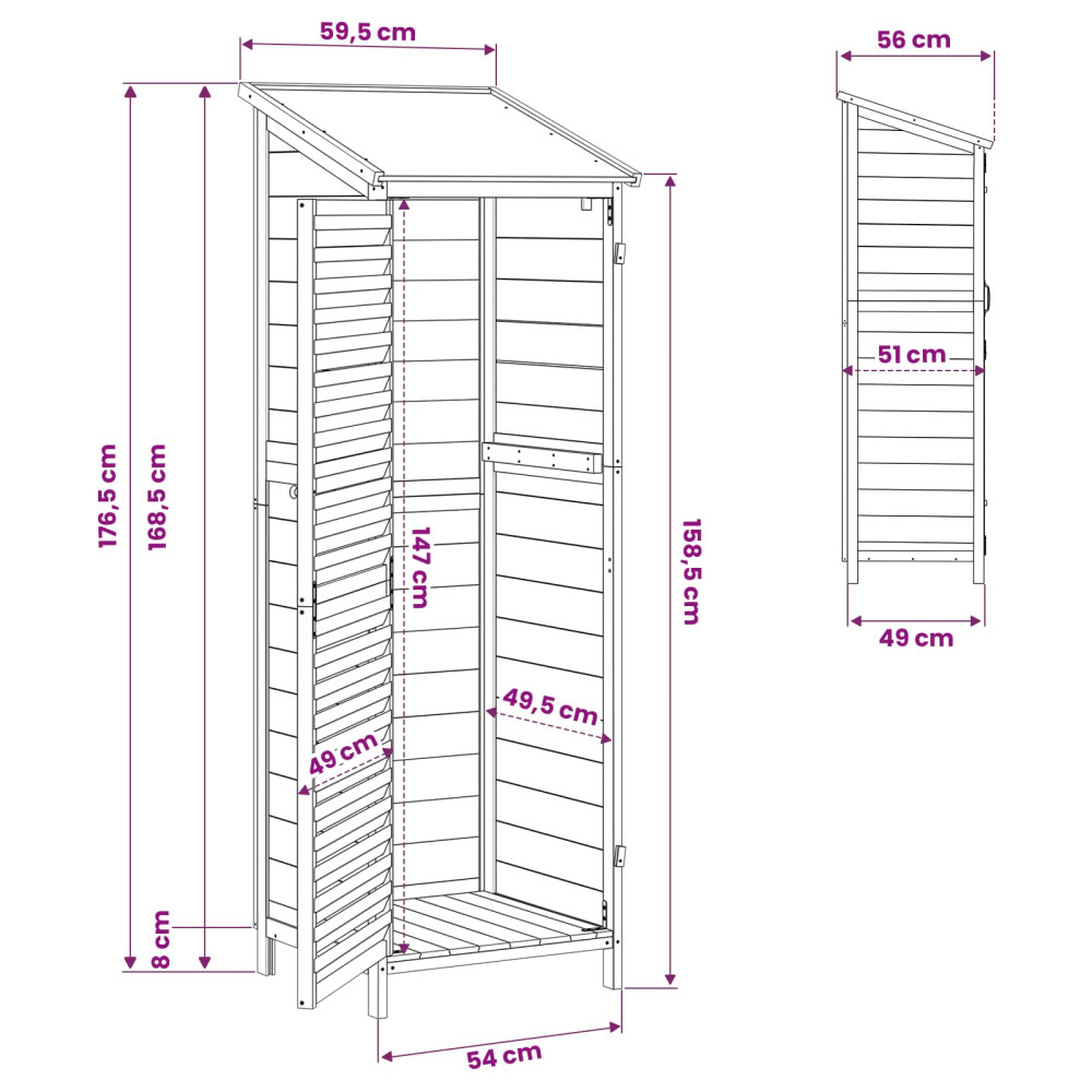 Produktbild för Trädgårdshus med tak Vit 59 x 56 x 176 cm Massivt Furu