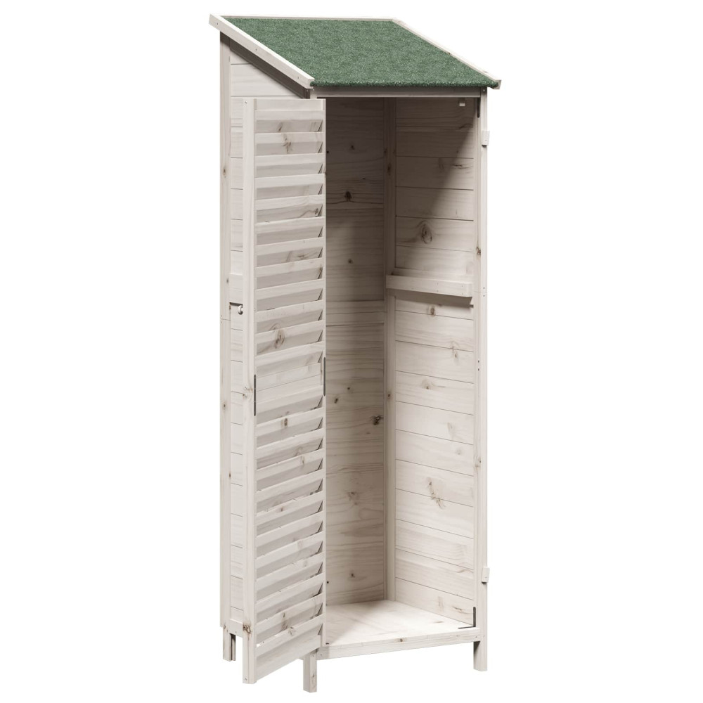 Produktbild för Trädgårdshus med tak Vit 59 x 56 x 176 cm Massivt Furu