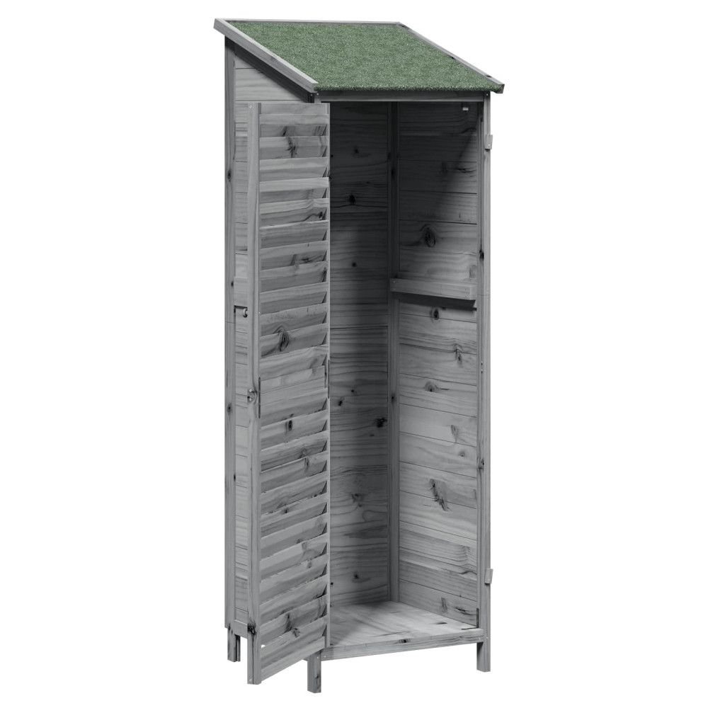 Produktbild för Trädgårdshus med tak Grå 59 x 56 x 176 cm Massivt Furu