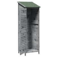 Produktbild för Trädgårdshus med tak Grå 59 x 56 x 176 cm Massivt Furu
