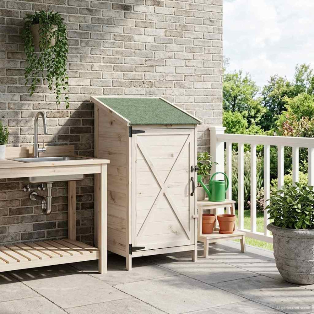 Produktbild för Trädgårdshus med tak Vit 59,5 x 56 x 113,5 cm Massivt Furu