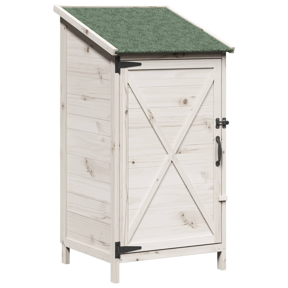 Produktbild för Trädgårdshus med tak Vit 59,5 x 56 x 113,5 cm Massivt Furu