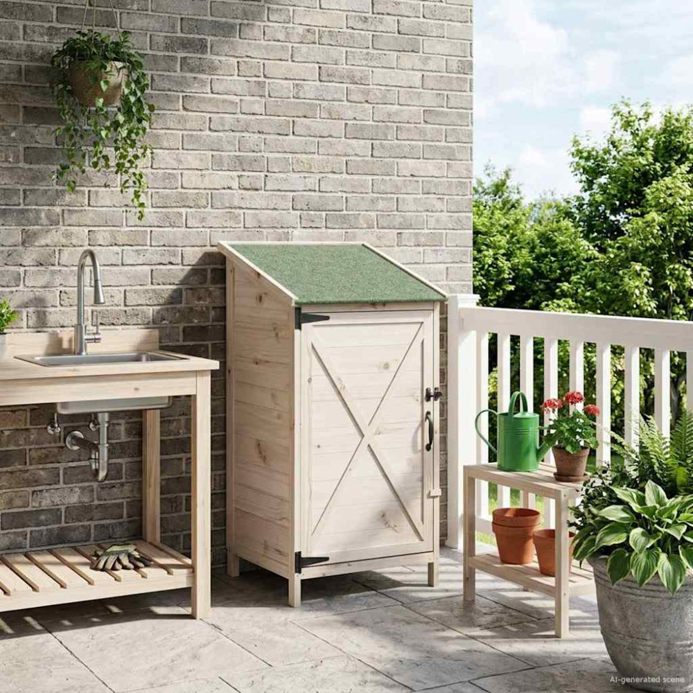 Produktbild för Trädgårdshus med tak Vit 59,5 x 56 x 113,5 cm Massivt Furu