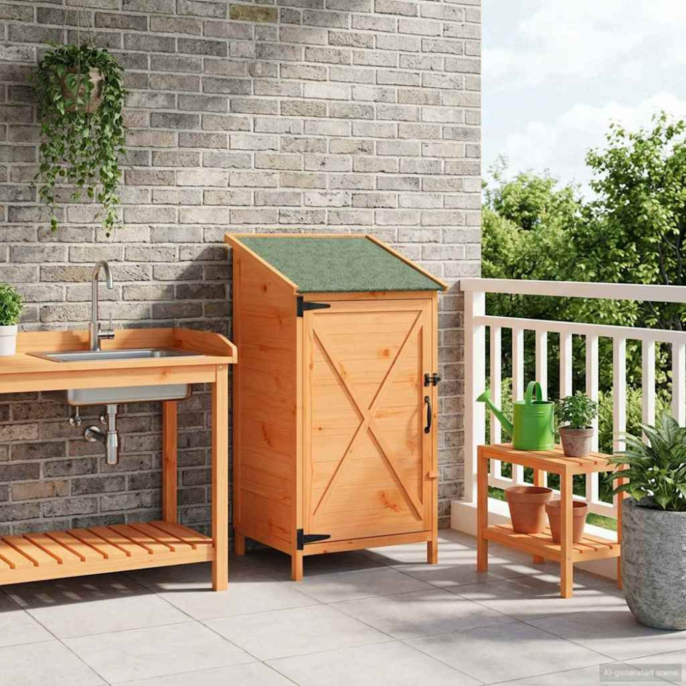 Produktbild för Trädgårdshus med tak Brun 59,5 x 56 x 113,5 cm Massivt Furu