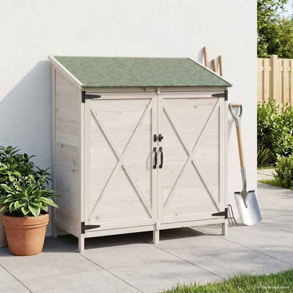 Produktbild för Trädgårdshus med tak Vit 106 x 56 x 113,5 cm Massivt Furu